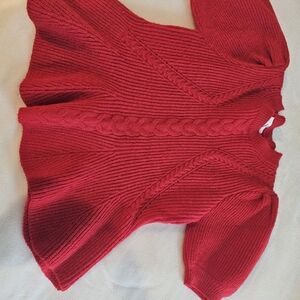 Vibrant Red Cable Knit Sweater